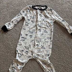 Black and White Floral Print Onesie